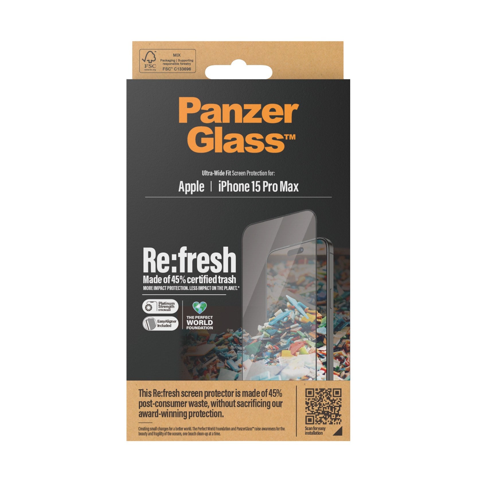 PanzerGlass® Re:fresh Displayschutz iPhone 15 Pro Max | Ultra-Wide Fit m. EasyAligner